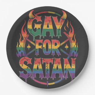 Plato De Papel Hail Gay Satan Rainbow Baphomet Devil Goe LGBTQ