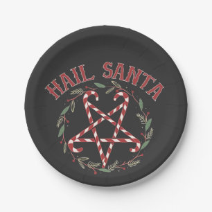 Plato De Papel Hail Satan Navidades Krampus Xmas Devil Candy