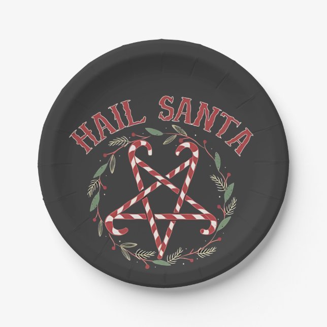 Plato De Papel Hail Satan Navidades Krampus Xmas Devil Candy (Anverso)