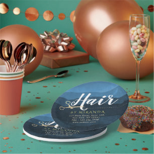 Plato De Papel Hair Salon Hairstylist modernas tijeras azules y d