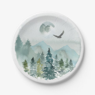 Plato De Papel Halcón de la luna de los árboles de hoja perenne