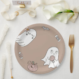 Plato De Papel Hallowee Cute Ghost Birday Party
