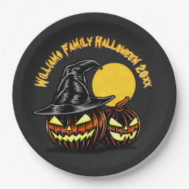 Plato De Papel Halloween Añadir nombre de familia Año Personaliza