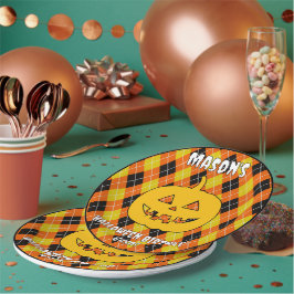 Plato De Papel Halloween Argyle jack o lantern
