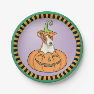 Plato De Papel Halloween Basenji