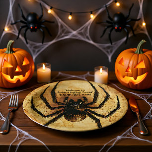 Plato De Papel HALLOWEEN Bash de araña de hormigón de columna 🕷️