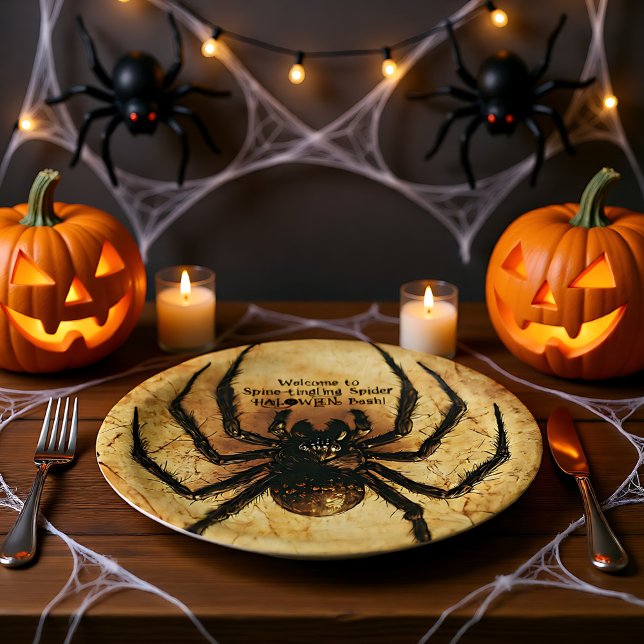Plato De Papel HALLOWEEN Bash de araña de hormigón de columna 🕷️ (🕷️Spine-tingling Spider HALLOWEEN Bash Paper Plates)