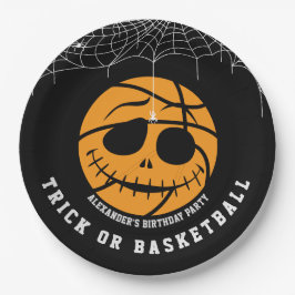 Plato De Papel Halloween Basket Ball Trick o Básquetbol Cumpleaño
