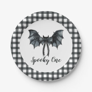 Plato De Papel Halloween Bat Bow Spooky Un primer cumpleaños