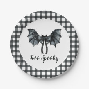 Plato De Papel Halloween Bat Bow Two Spooky 2º cumpleaños