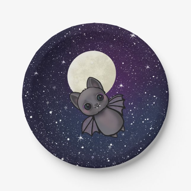 Plato De Papel Halloween Bat KiniArt (Anverso)