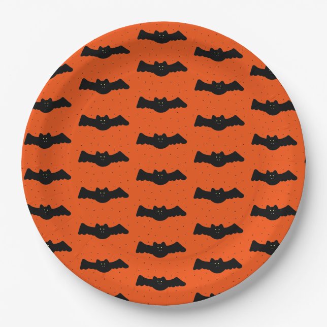 Plato De Papel Halloween Bats (Anverso)