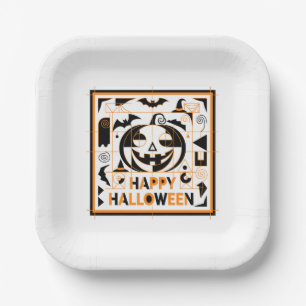 Plato De Papel Halloween Bauhaus Pumpkin