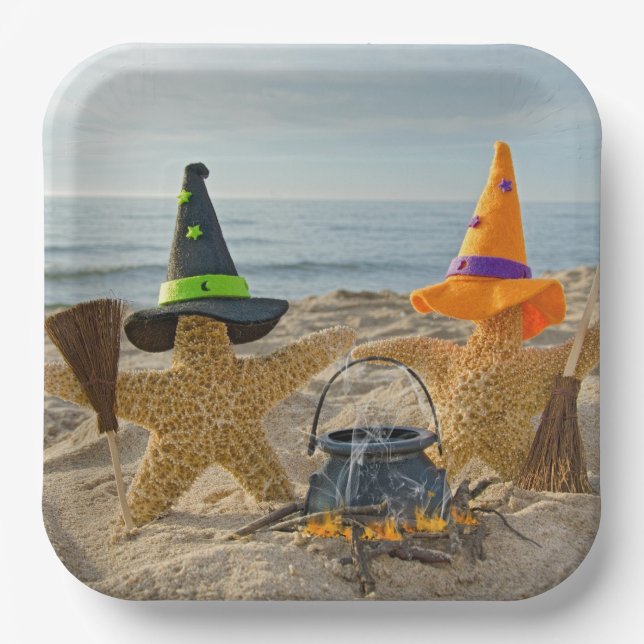 Plato De Papel Halloween Beach Starfish Witness (Anverso)