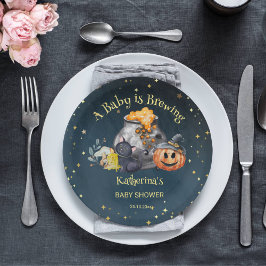 Plato De Papel Halloween bebé se está preparando
