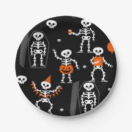 Plato De Papel halloween birthday party skeleton coffin skull