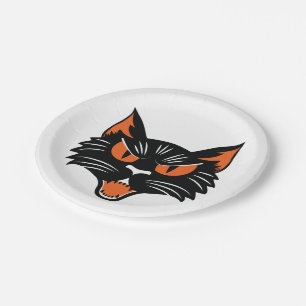 Plato De Papel Halloween Black Cat Face