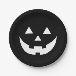 Plato De Papel Halloween blanco negro Jack o linterna aterrador d