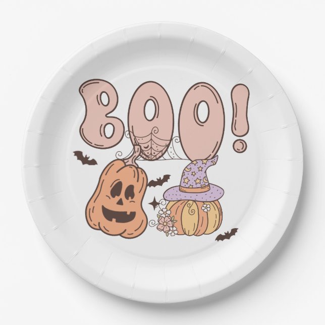 Plato De Papel Halloween Boo (Anverso)