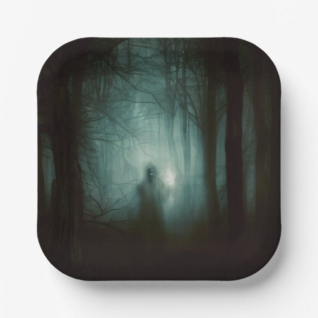 Plato De Papel Halloween - Bosque embrujado 2 (Anverso)