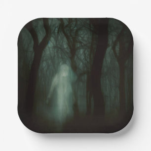 Plato De Papel Halloween - Bosque perseguido 1