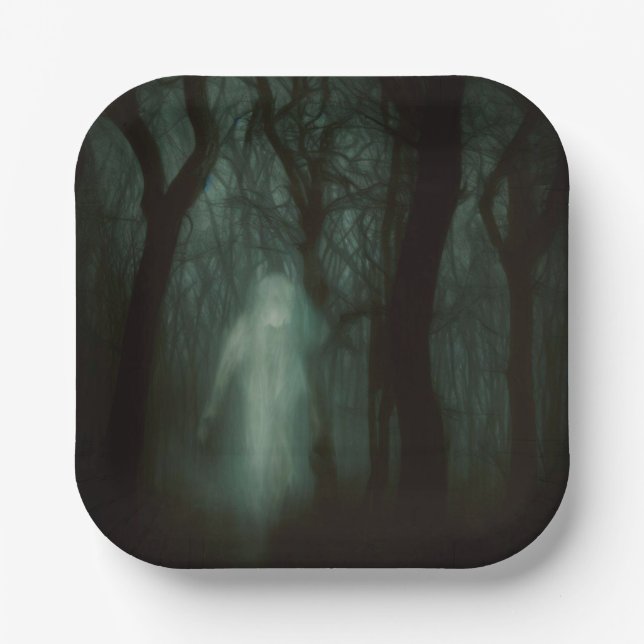 Plato De Papel Halloween - Bosque perseguido 1 (Anverso)