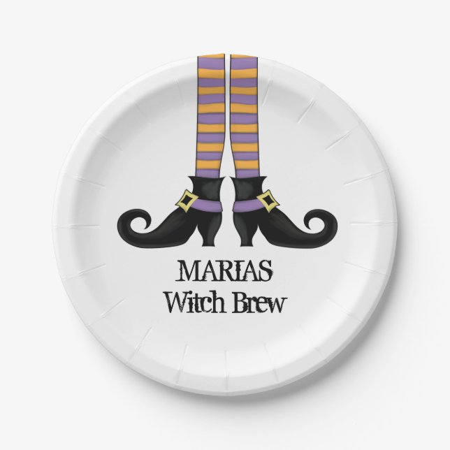 Plato De Papel Halloween Brujas Cute Sencillos Zapatos Whimsicale (Anverso)