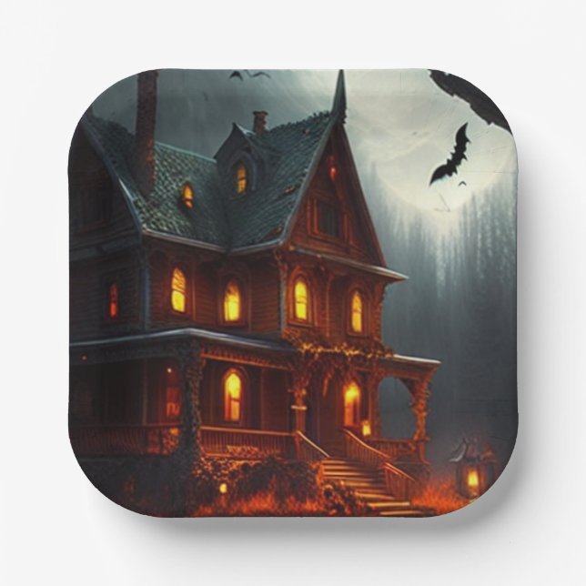 Plato De Papel Halloween/Calabaza/Caída (Anverso)