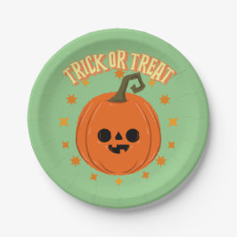 Plato De Papel Halloween calabaza fiesta placas Trick o Trek