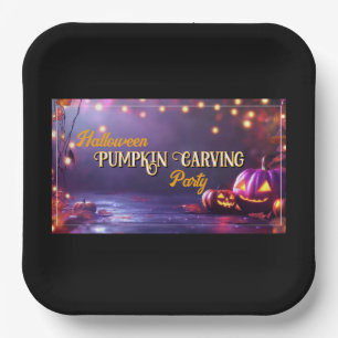 Plato De Papel Halloween Calabaza tallando Fiesta