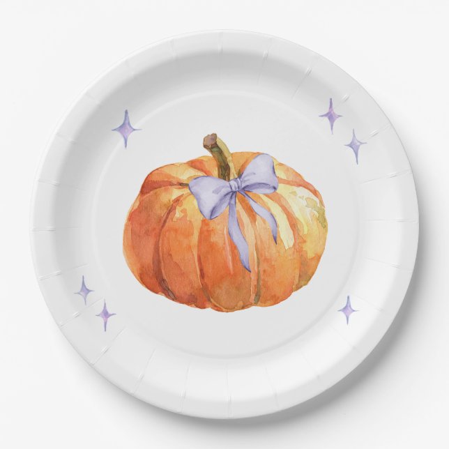 Plato De Papel Halloween Calabaza Trick o Tret Fiesta (Anverso)