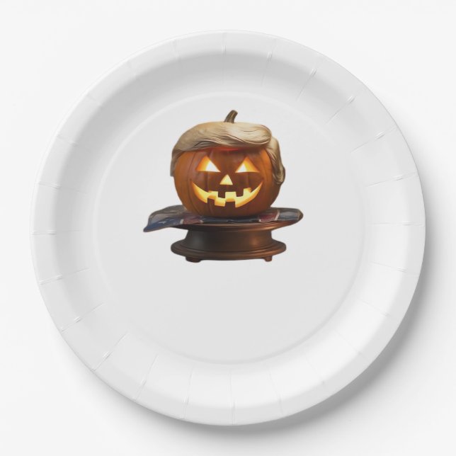 Plato De Papel Halloween, Calabaza Trumpkin, hacer grande Hallowe (Anverso)
