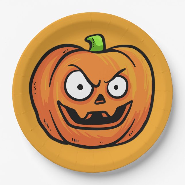 Plato De Papel Halloween Calabazas de papel 3 (Anverso)