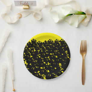 Plato De Papel Halloween calaveras espeluznantes apilan amarillo 