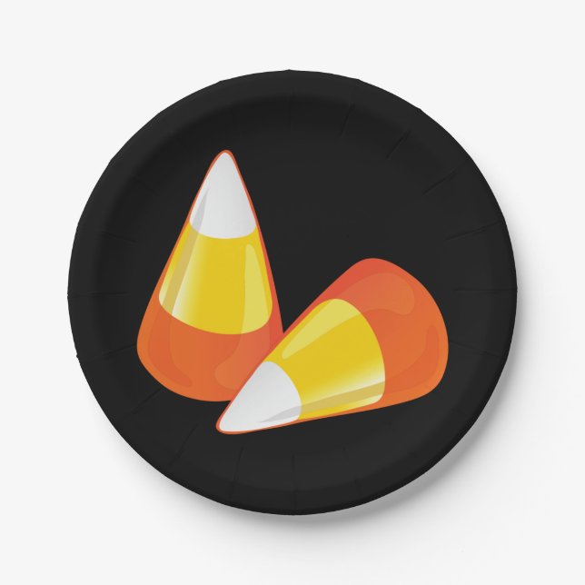 Plato De Papel Halloween Candy Corn (Anverso)