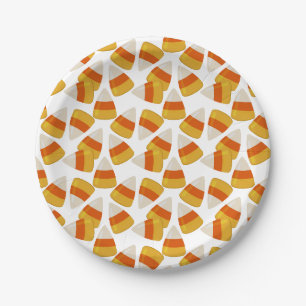 Plato De Papel Halloween Candy Corn 7"
