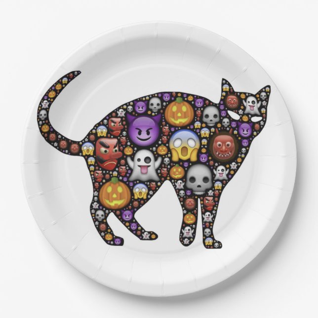 PLATO DE PAPEL HALLOWEEN CAT (Anverso)