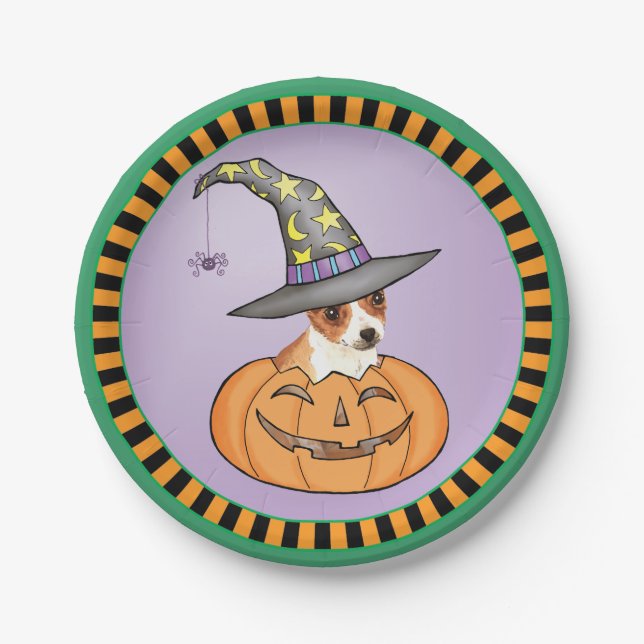 Plato De Papel Halloween Chihuahua (Anverso)