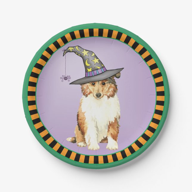Plato De Papel Halloween Collie (Anverso)