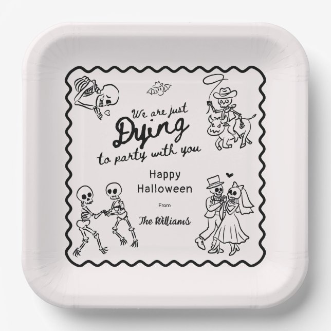 Plato De Papel Halloween con doodles dibujados a mano extravagant (Anverso)