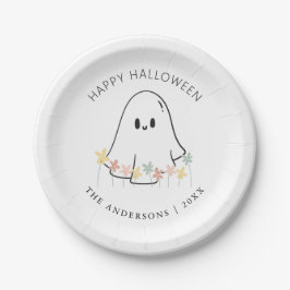 Plato De Papel Halloween con floral fantasma