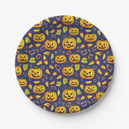 Plato De Papel Halloween con maíz morado y calabaza