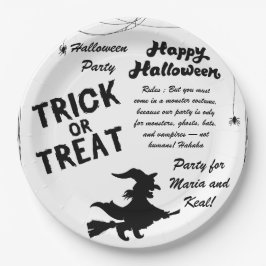 Plato De Papel Halloween con mensajes de texto