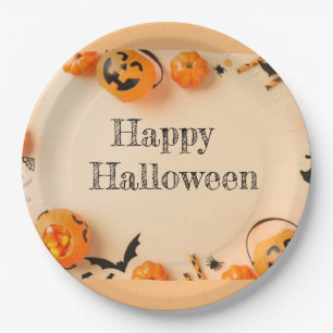 Plato De Papel Halloween con placas de papel y Fiesta