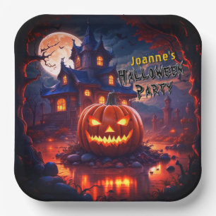 Plato De Papel Halloween Creepkin Calabaza Haunch Casa Fullmoon