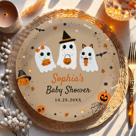 Plato De Papel Halloween Cute Ghost Baby Shower