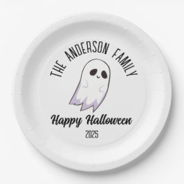 Plato De Papel Halloween Cute Ghost Personalizado Nombre Año