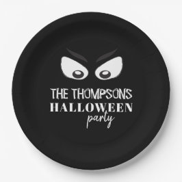 Plato De Papel Halloween Cute Typografía Negra Spooky Boo
