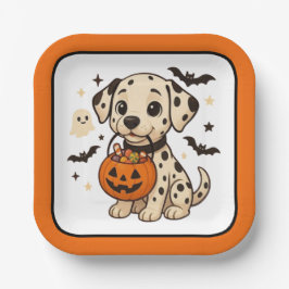 Plato De Papel Halloween Dalmatian Dog Trick or Treth