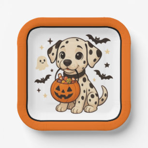 Plato De Papel Halloween Dalmatian Dog Trick or Treth